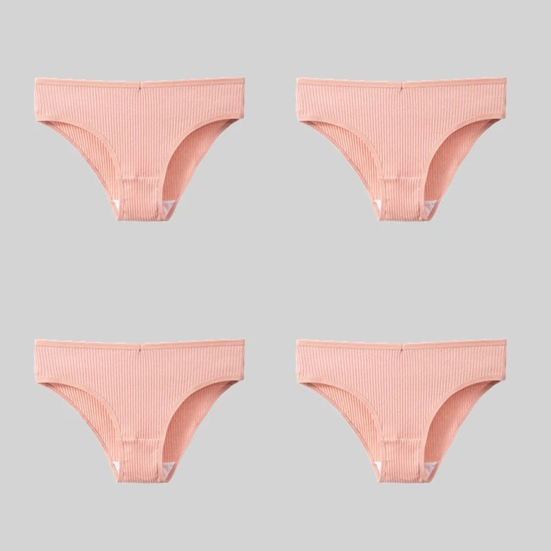 PureOnSkin 4PCS/Set Women's Cotton Striped Breathable Comfortable Briefs