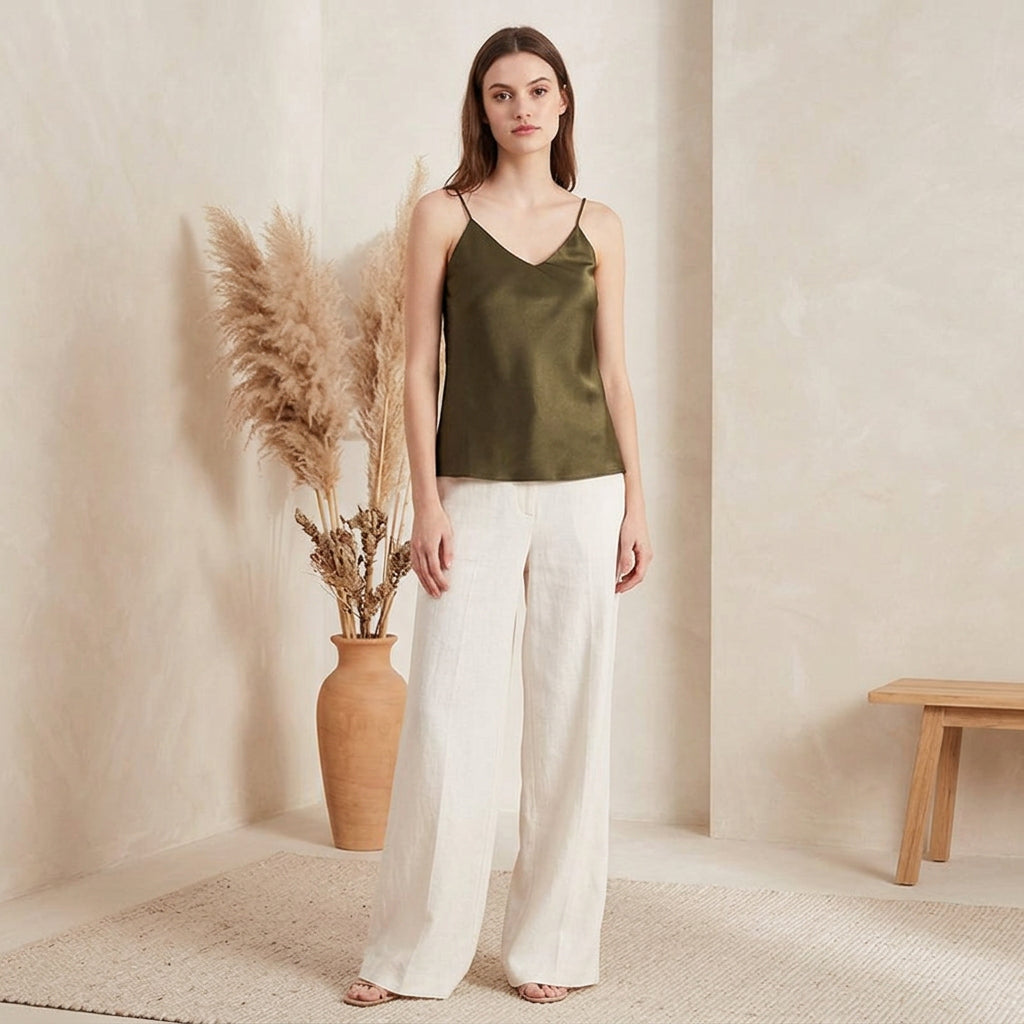Women's Mulberry Silk Stretch Satin Sling Camisole Top