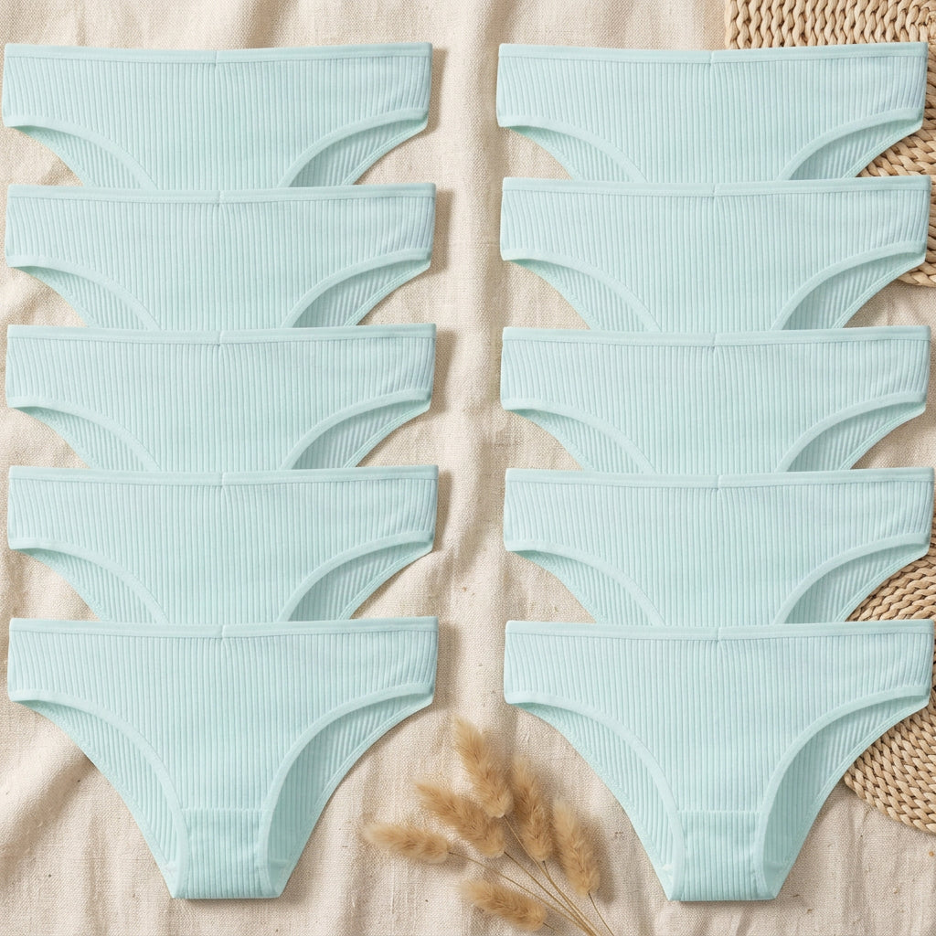 PureOnSkin Women’s 10 Piece Breathable Cotton Ribbed Briefs Set