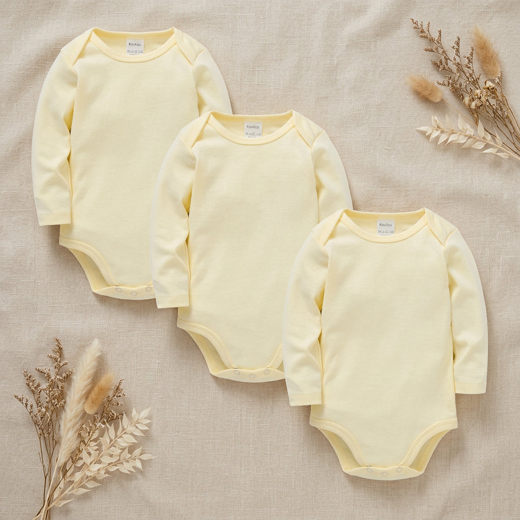 PureOnSkin Baby 100% Pure Cotton Long-Sleeve Bodysuit Multi-Pack (0–24 Months)
