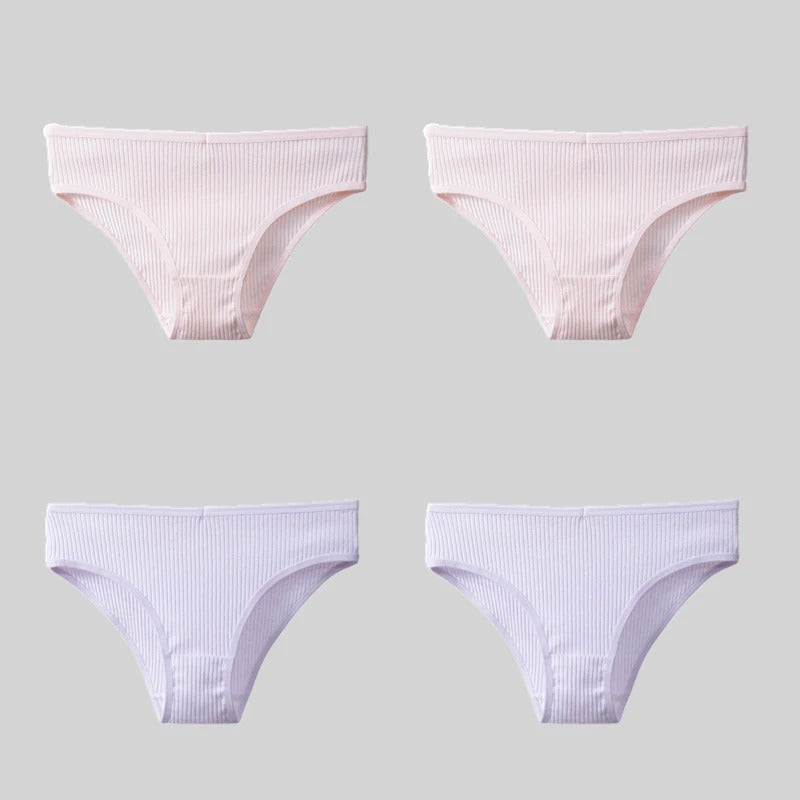 PureOnSkin 4PCS/Set Women's Cotton Striped Breathable Comfortable Briefs