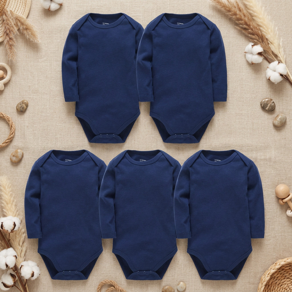 PureOnSkin Baby 100% Pure Cotton Long-Sleeve Bodysuit Multi-Pack (0–24 Months)