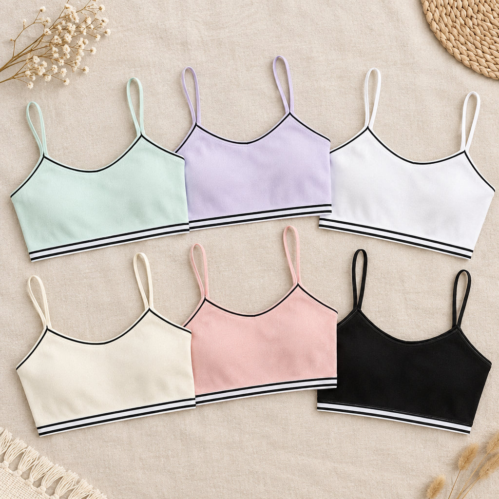 PureOnSkin Girls' 4 Pack Wireless Cotton Training Bra & Sports Vest