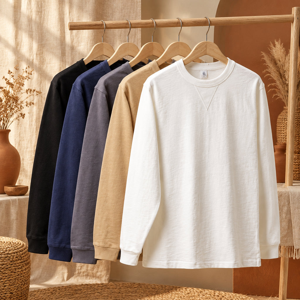 PureOnSkin 320GSM Heavyweight Pure Cotton Men's Long-Sleeve Oversize T-Shirt