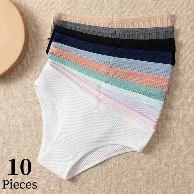 PureOnSkin Women’s 10 Piece Breathable Cotton Ribbed Briefs Set