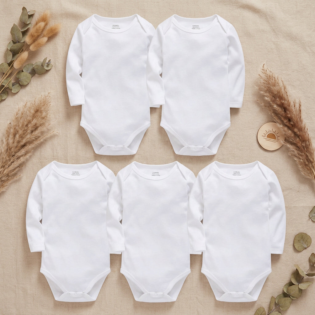 PureOnSkin Baby 100% Pure Cotton Long-Sleeve Bodysuit Multi-Pack (0–24 Months)