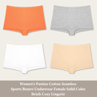 PureOnSkin Women’s 4-Pack Cotton Seamless High-Rise Sports Boxer Briefs with Lace Detail