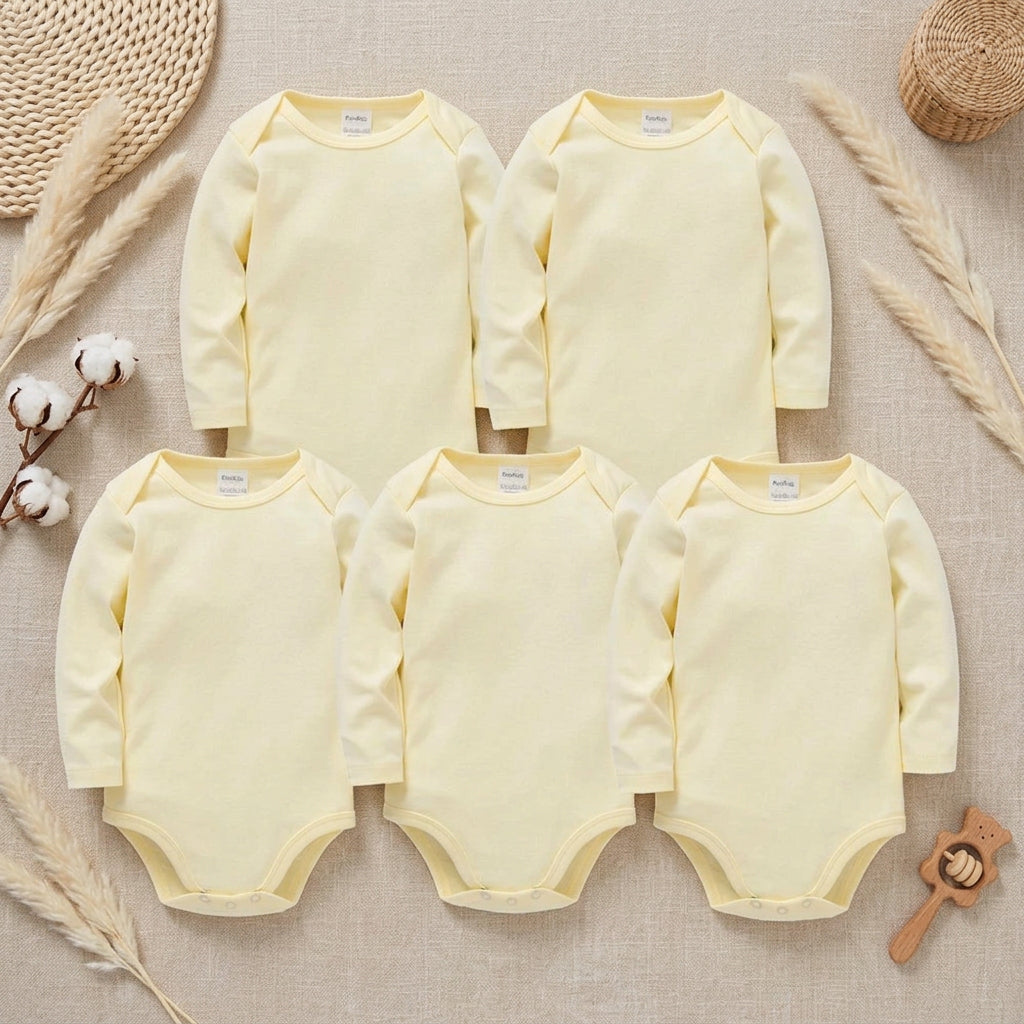 PureOnSkin Baby 100% Pure Cotton Long-Sleeve Bodysuit Multi-Pack (0–24 Months)
