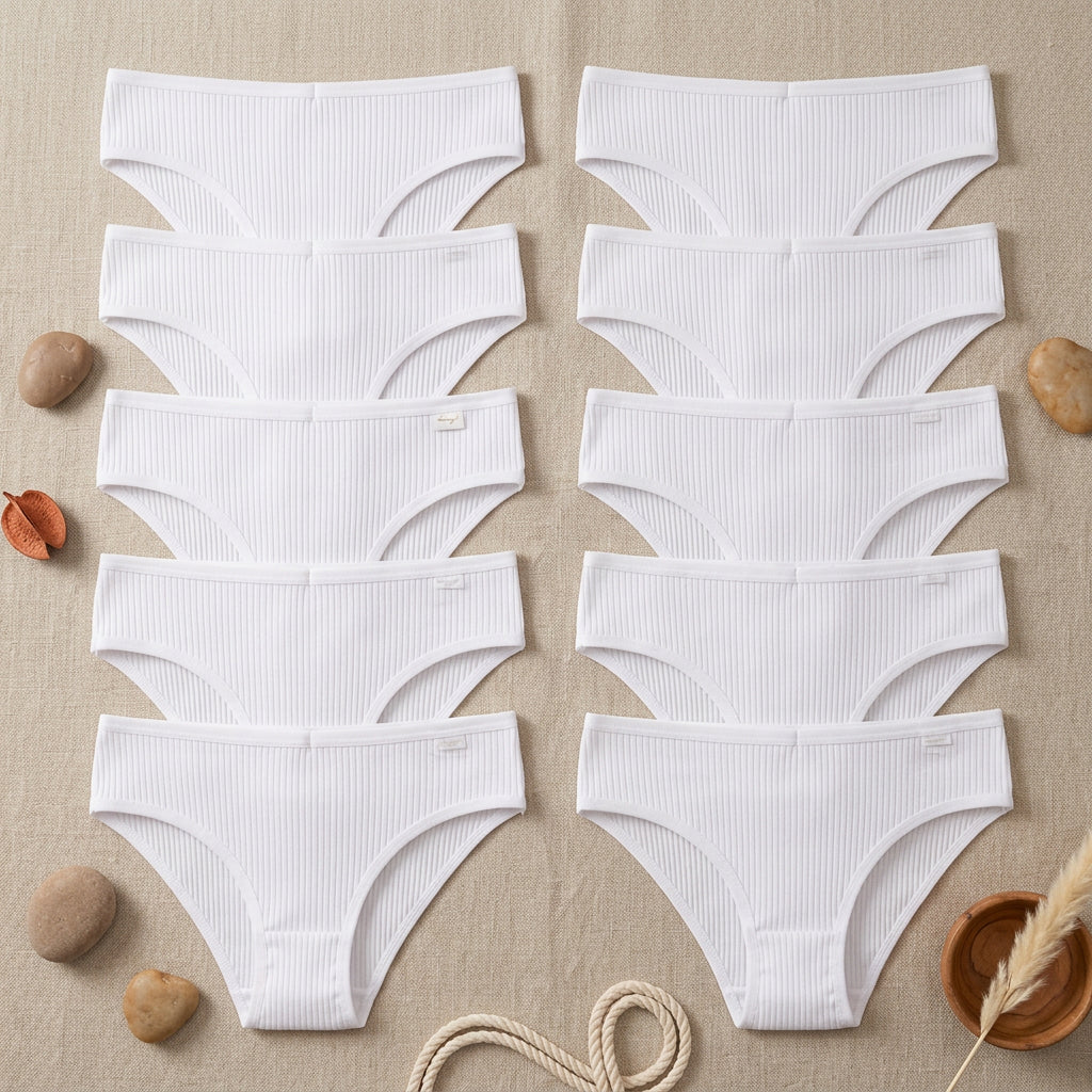 PureOnSkin Women’s 10 Piece Breathable Cotton Ribbed Briefs Set