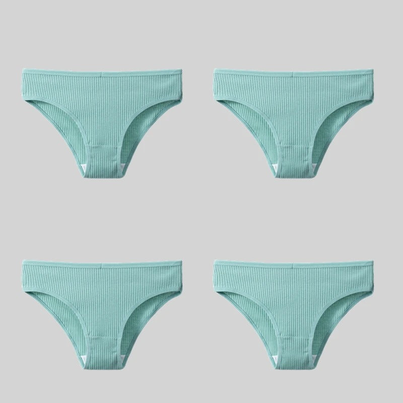 PureOnSkin 4PCS/Set Women's Cotton Striped Breathable Comfortable Briefs