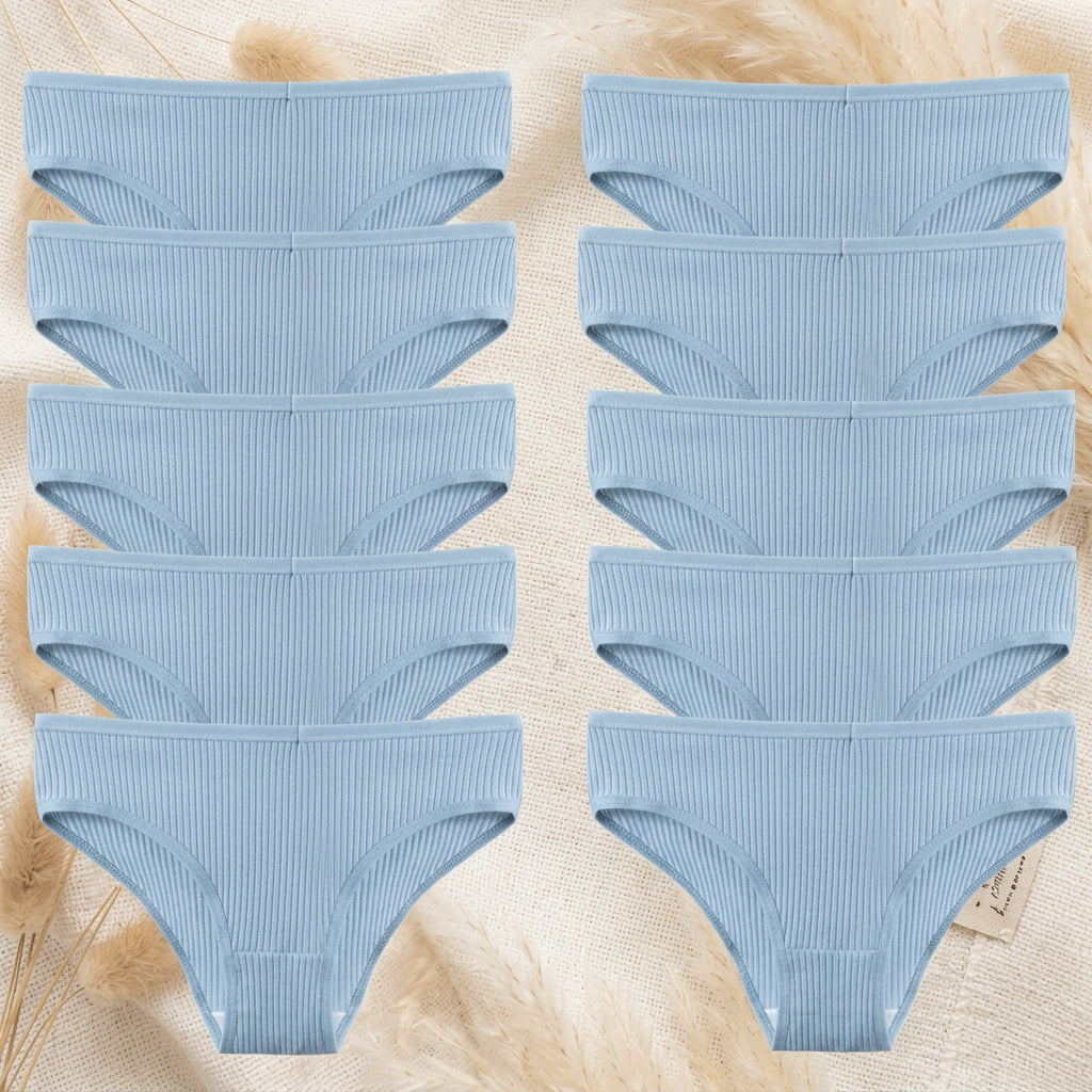 PureOnSkin Women’s 10 Piece Breathable Cotton Ribbed Briefs Set