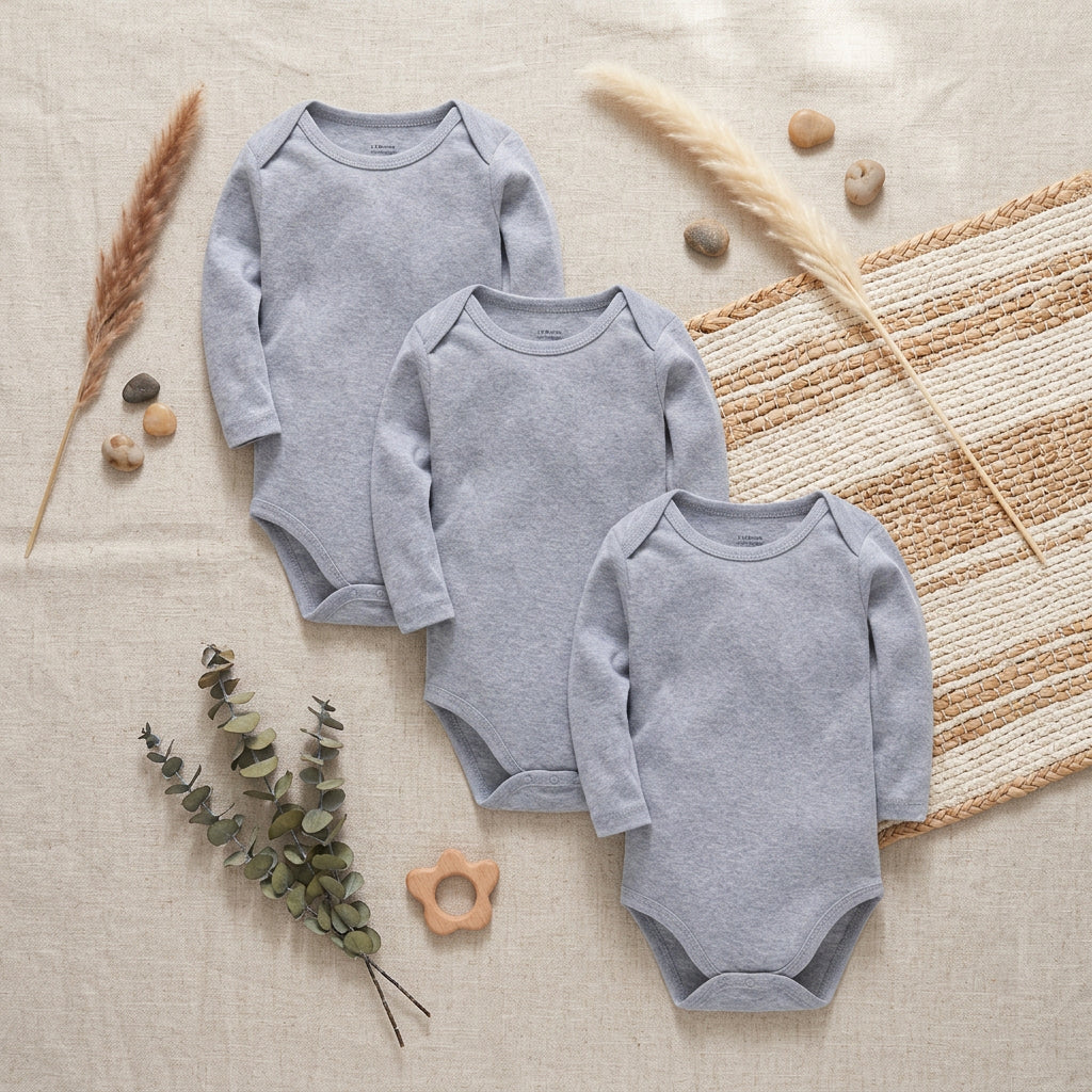 PureOnSkin Baby 100% Pure Cotton Long-Sleeve Bodysuit Multi-Pack (0–24 Months)