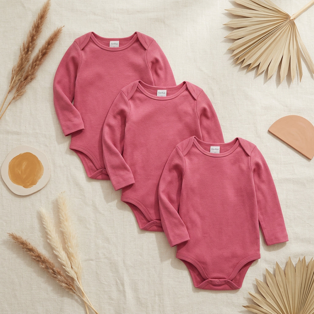 PureOnSkin Baby 100% Pure Cotton Long-Sleeve Bodysuit Multi-Pack (0–24 Months)