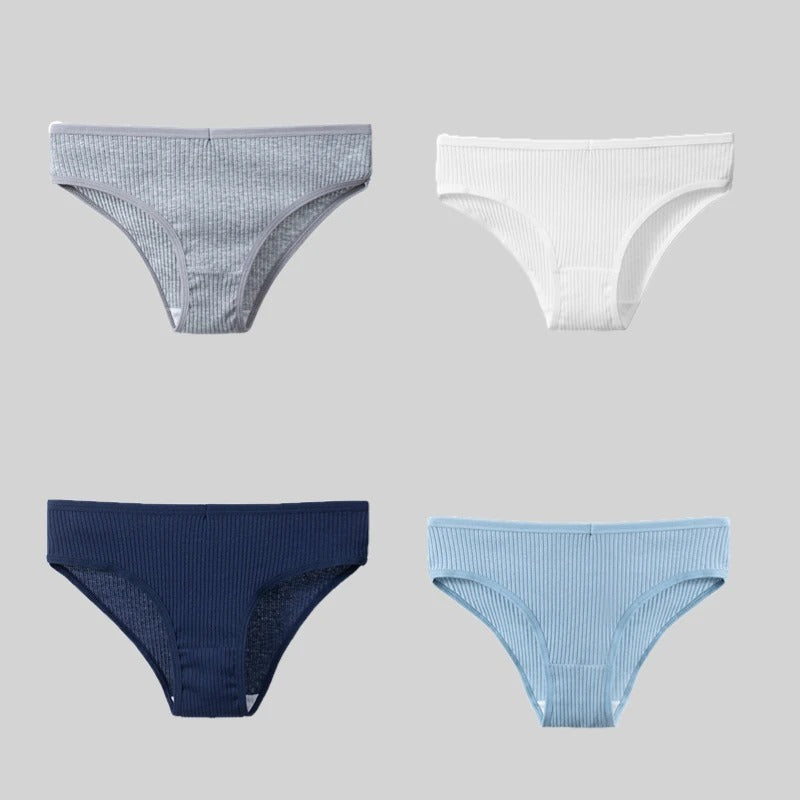 PureOnSkin 4PCS/Set Women's Cotton Striped Breathable Comfortable Briefs