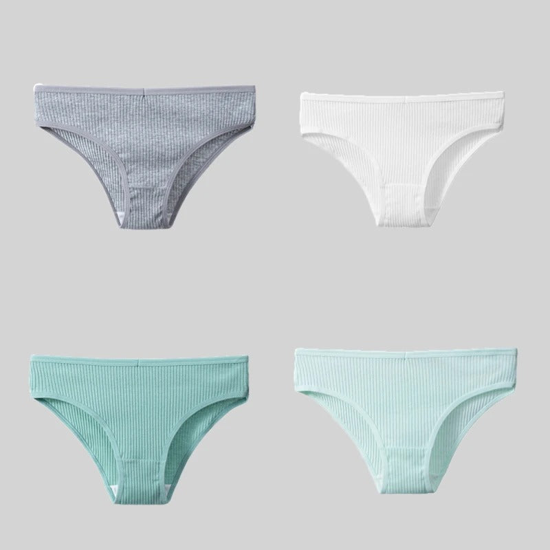 PureOnSkin 4PCS/Set Women's Cotton Striped Breathable Comfortable Briefs