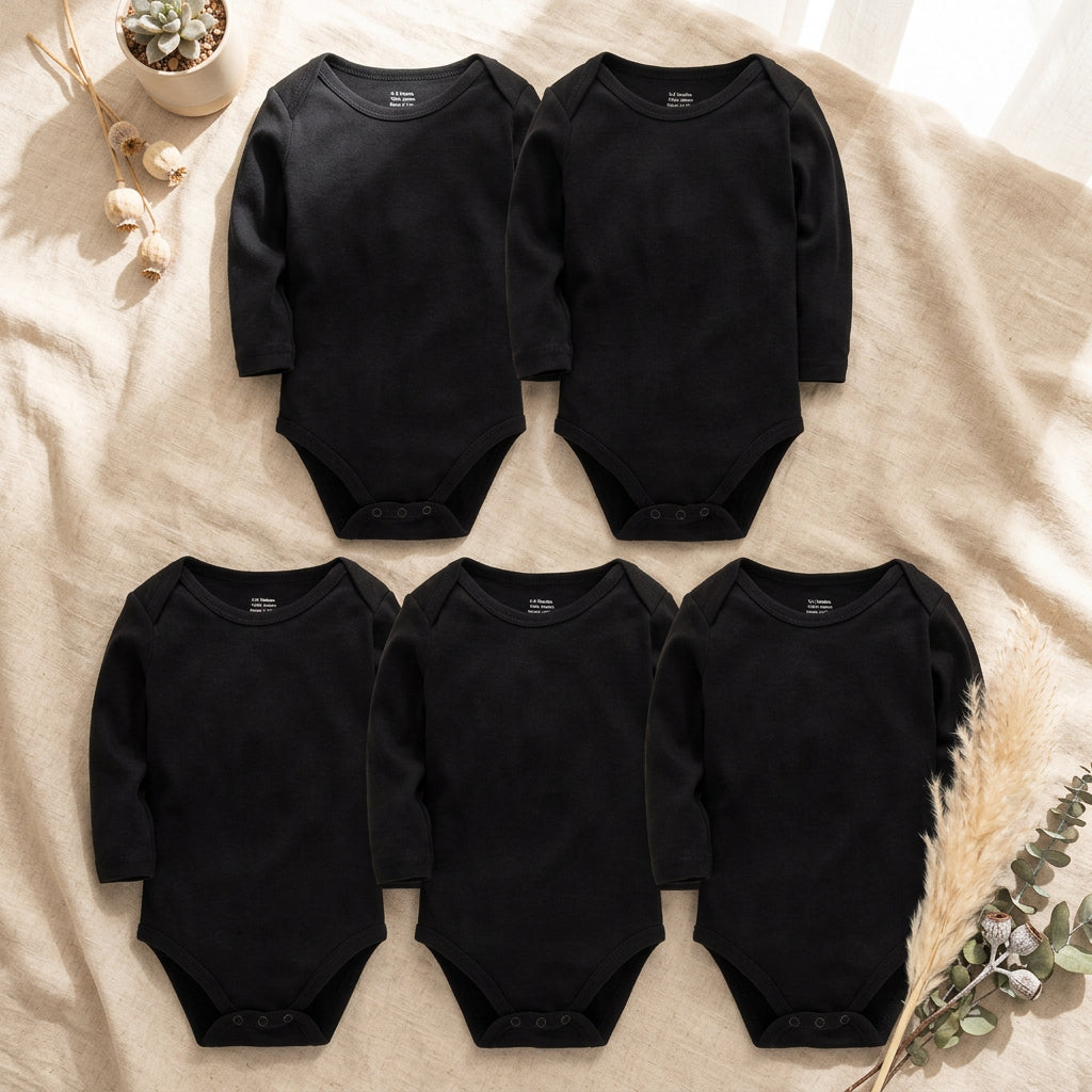 PureOnSkin Baby 100% Pure Cotton Long-Sleeve Bodysuit Multi-Pack (0–24 Months)