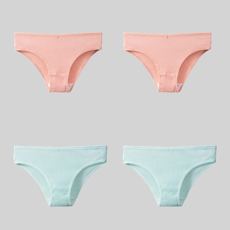 PureOnSkin 4PCS/Set Women's Cotton Striped Breathable Comfortable Briefs