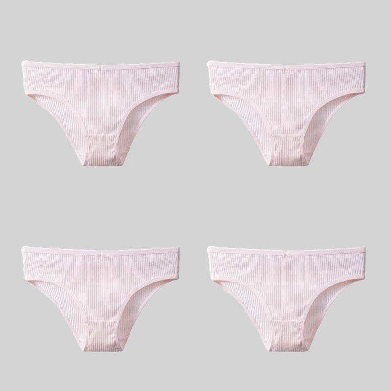 PureOnSkin 4PCS/Set Women's Cotton Striped Breathable Comfortable Briefs