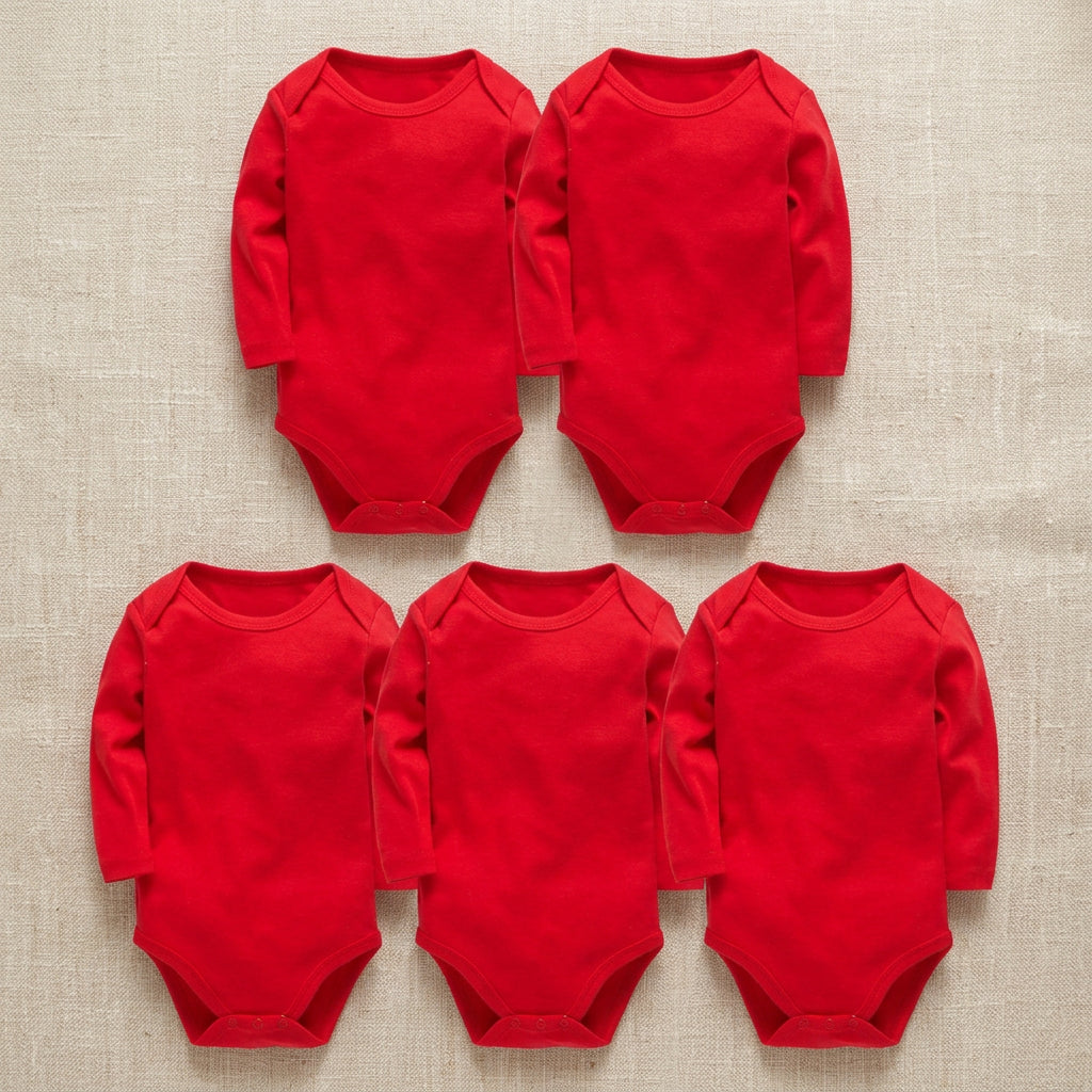 PureOnSkin Baby 100% Pure Cotton Long-Sleeve Bodysuit Multi-Pack (0–24 Months)