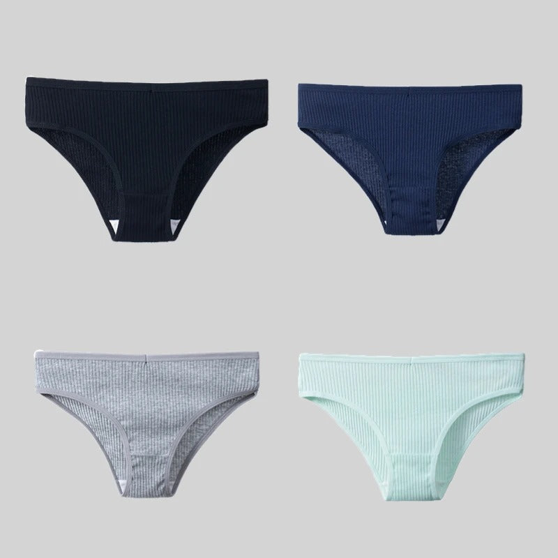 PureOnSkin 4PCS/Set Women's Cotton Striped Breathable Comfortable Briefs
