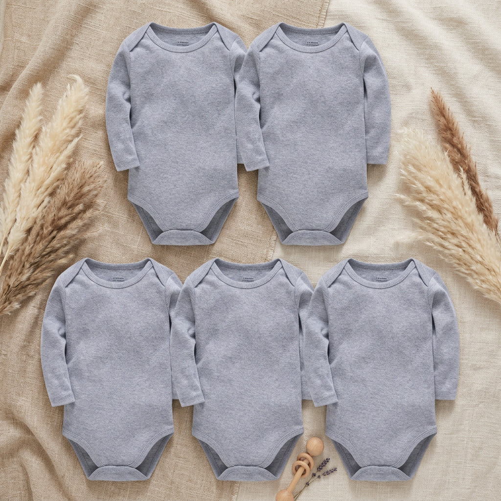 PureOnSkin Baby 100% Pure Cotton Long-Sleeve Bodysuit Multi-Pack (0–24 Months)