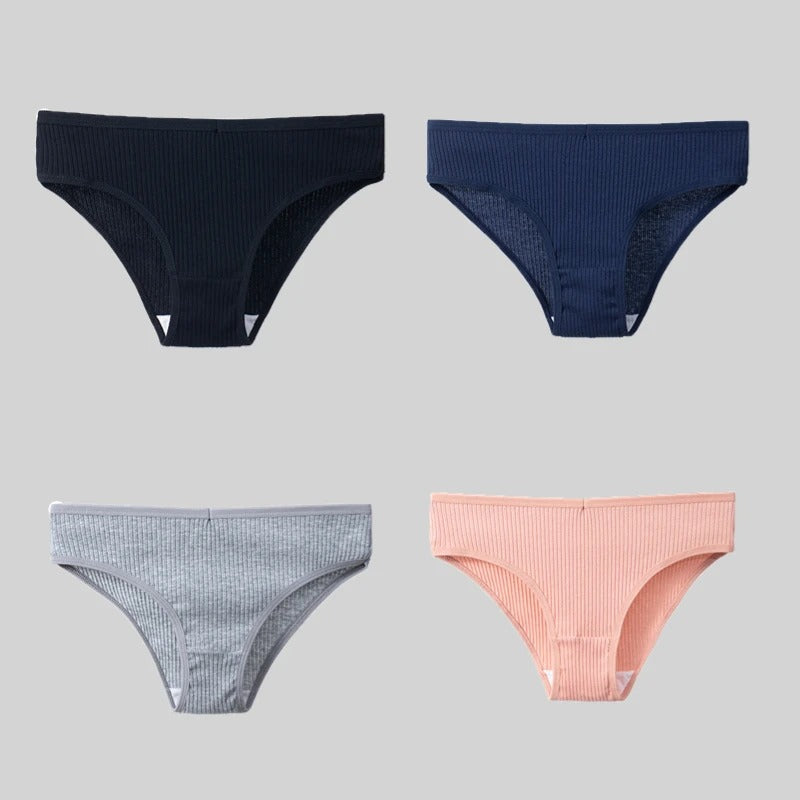 PureOnSkin 4PCS/Set Women's Cotton Striped Breathable Comfortable Briefs