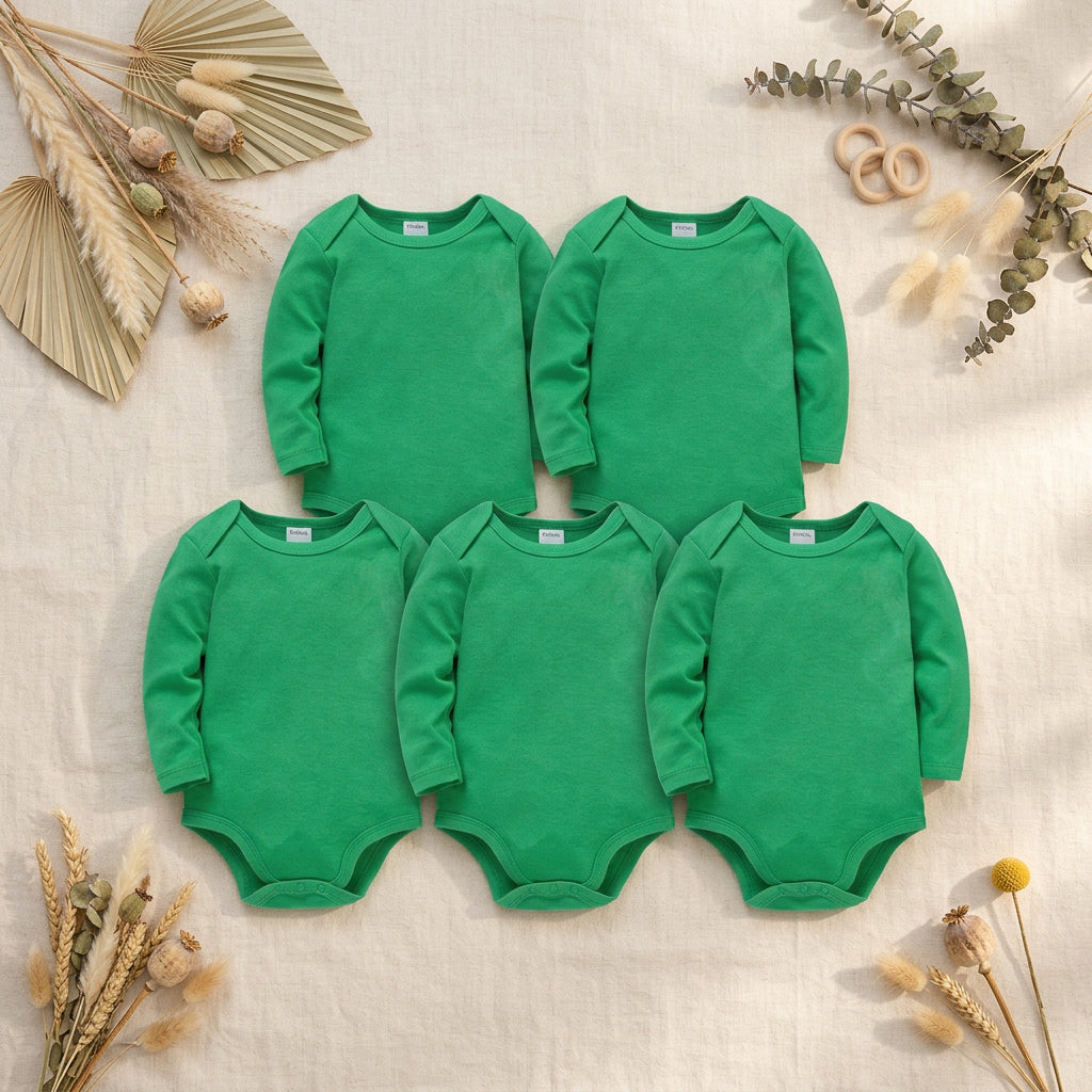 PureOnSkin Baby 100% Pure Cotton Long-Sleeve Bodysuit Multi-Pack (0–24 Months)
