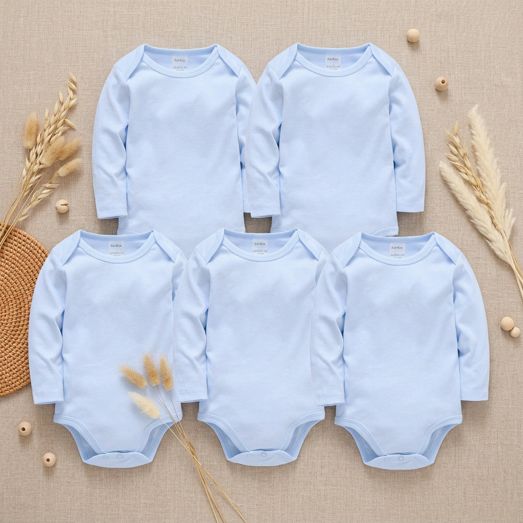 PureOnSkin Baby 100% Pure Cotton Long-Sleeve Bodysuit Multi-Pack (0–24 Months)