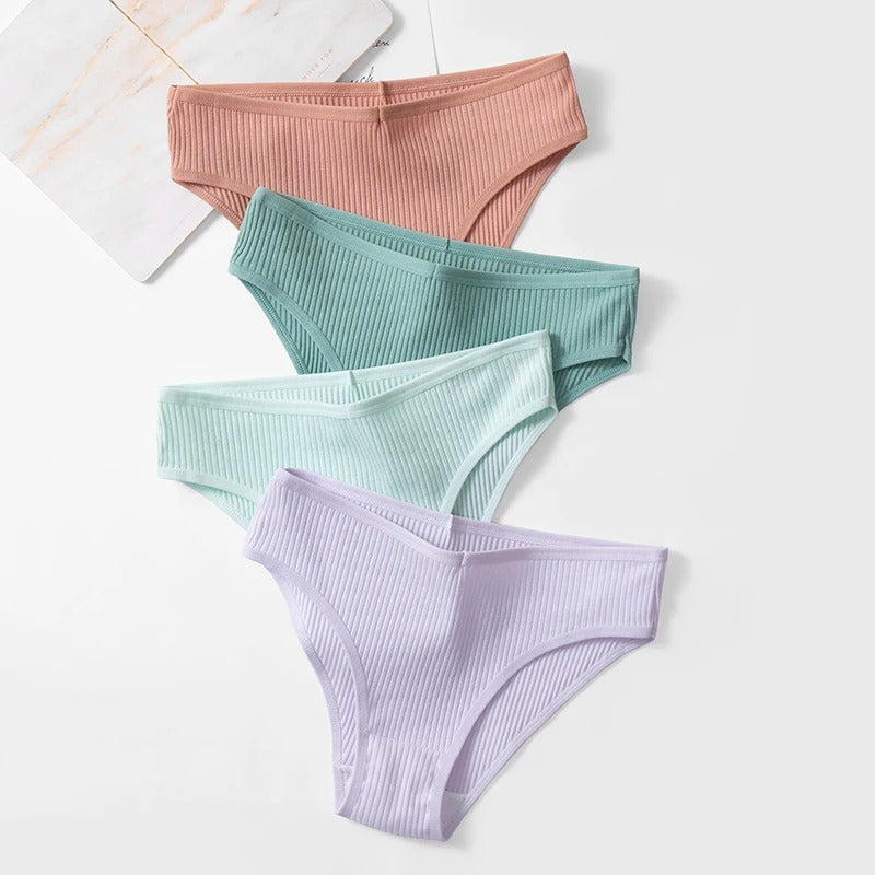 PureOnSkin 4PCS/Set Women's Cotton Striped Breathable Comfortable Briefs