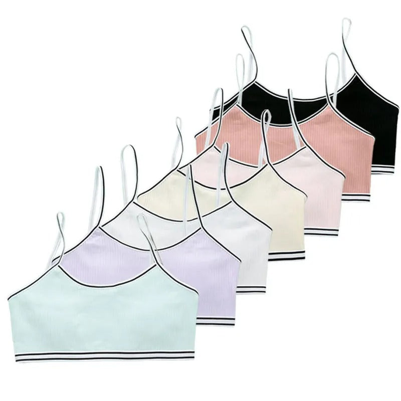 PureOnSkin Girls' 4 Pack Wireless Cotton Training Bra & Sports Vest