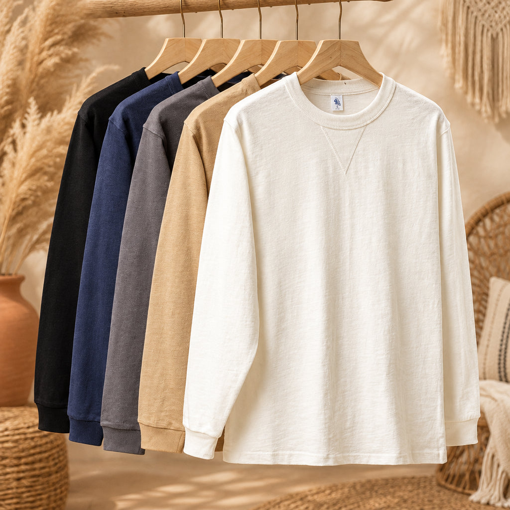 PureOnSkin 320GSM Heavyweight Pure Cotton Men's Long-Sleeve Oversize T-Shirt