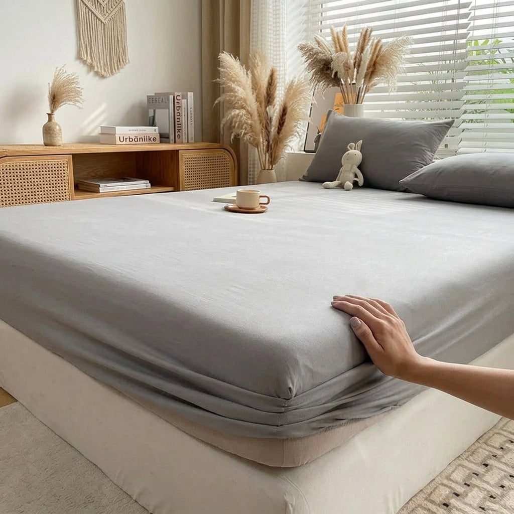 PureOnSkin 100% Pure Cotton Fitted Sheet with 360° Elastic Skirt