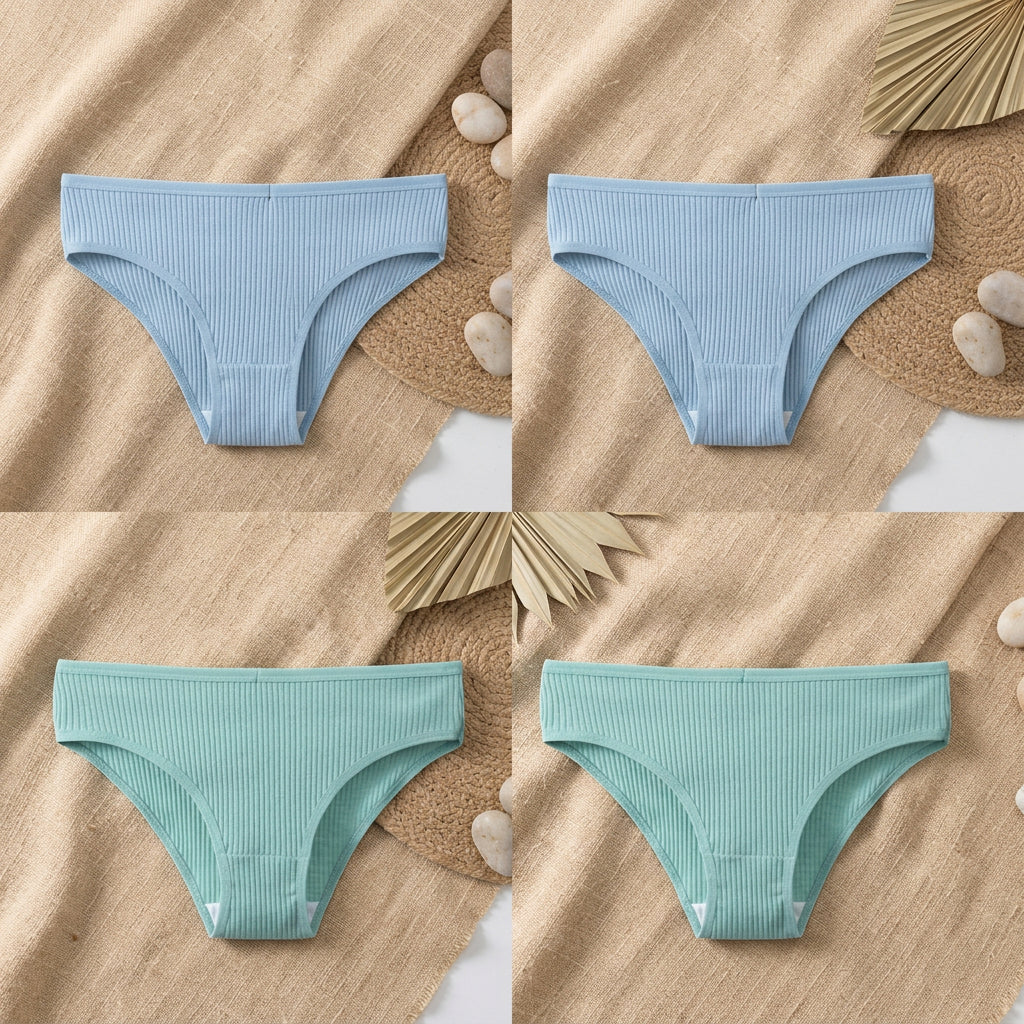 PureOnSkin 4PCS/Set Women's Cotton Striped Breathable Comfortable Briefs