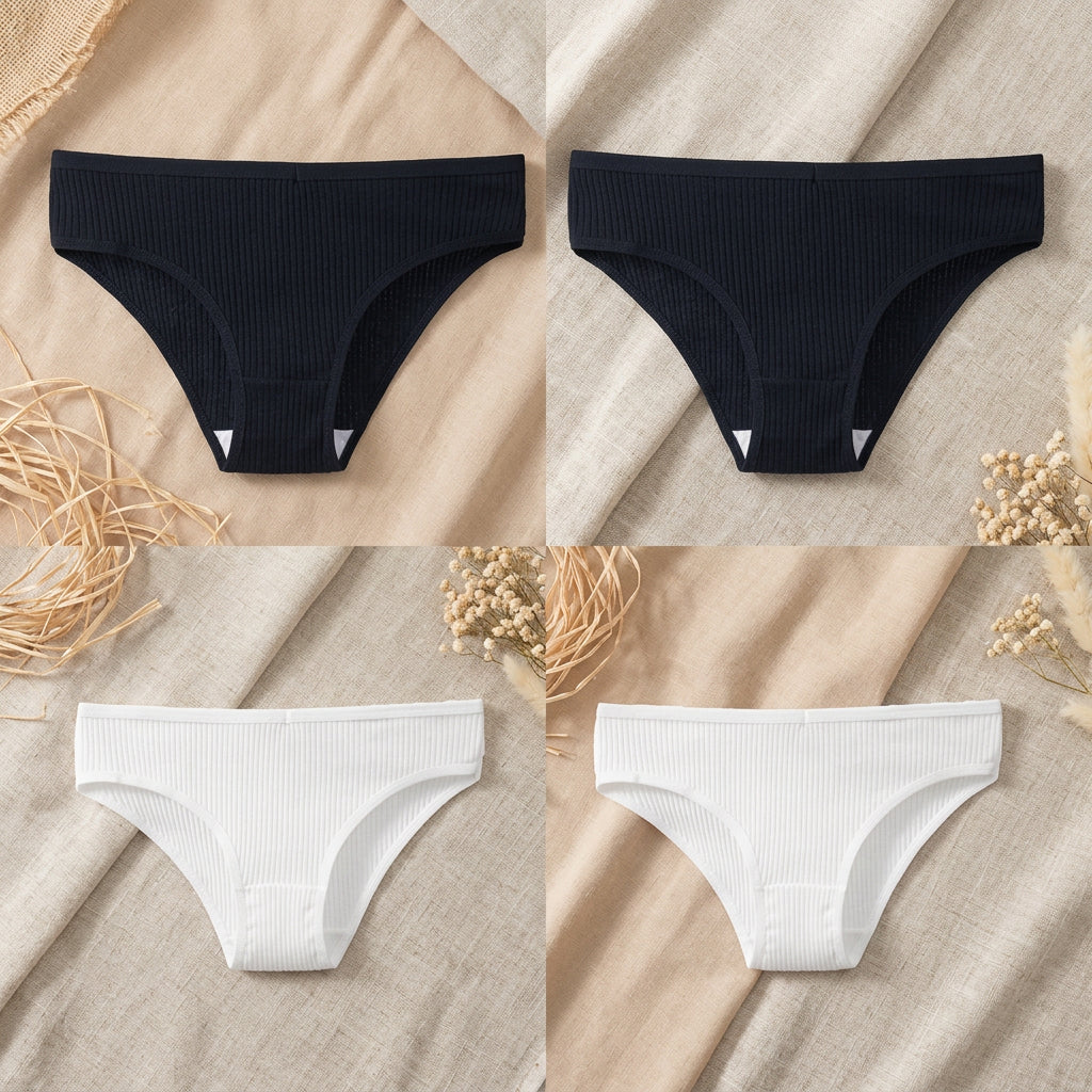 PureOnSkin 4PCS/Set Women's Cotton Striped Breathable Comfortable Briefs