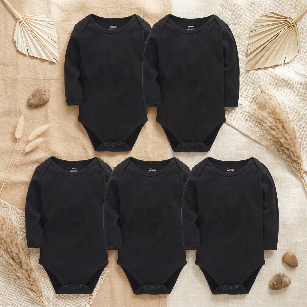 PureOnSkin Baby 100% Pure Cotton Long-Sleeve Bodysuit Multi-Pack (0–24 Months)