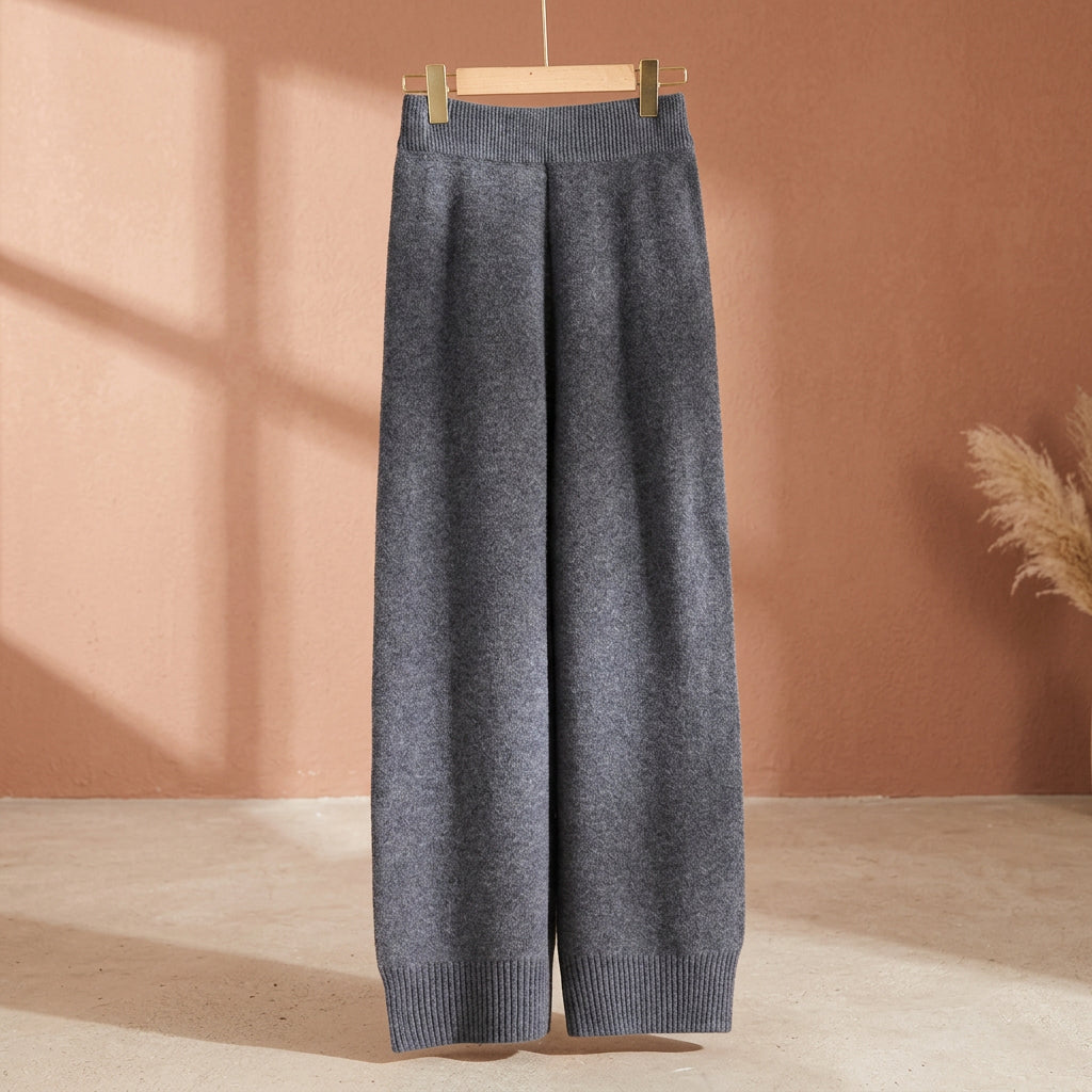 Women’s 100% Australian Merino Wool High Waisted Wide Leg Knitted Pants
