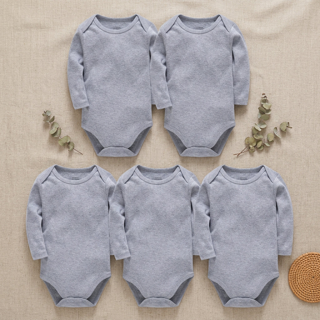 PureOnSkin Baby 100% Pure Cotton Long-Sleeve Bodysuit Multi-Pack (0–24 Months)