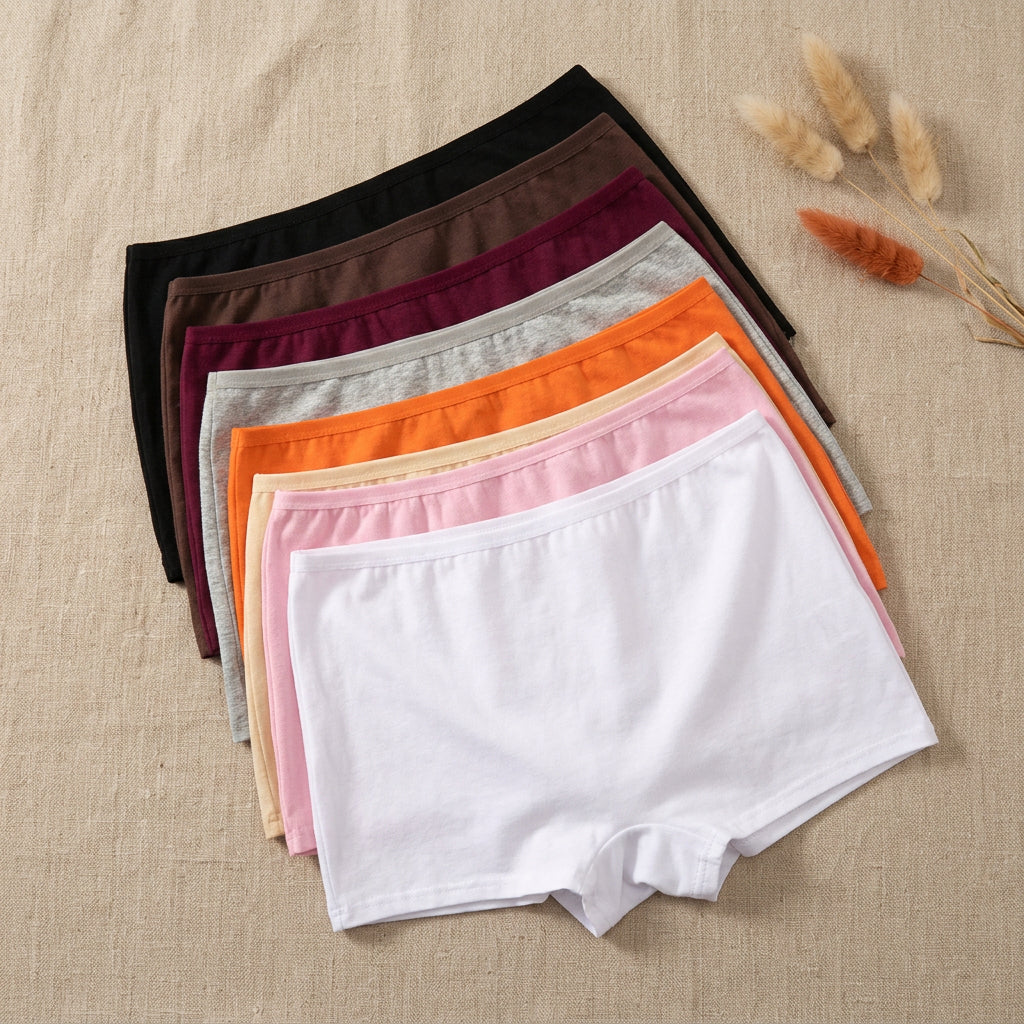 PureOnSkin Women’s 4-Pack Cotton Seamless High-Rise Sports Boxer Briefs with Lace Detail