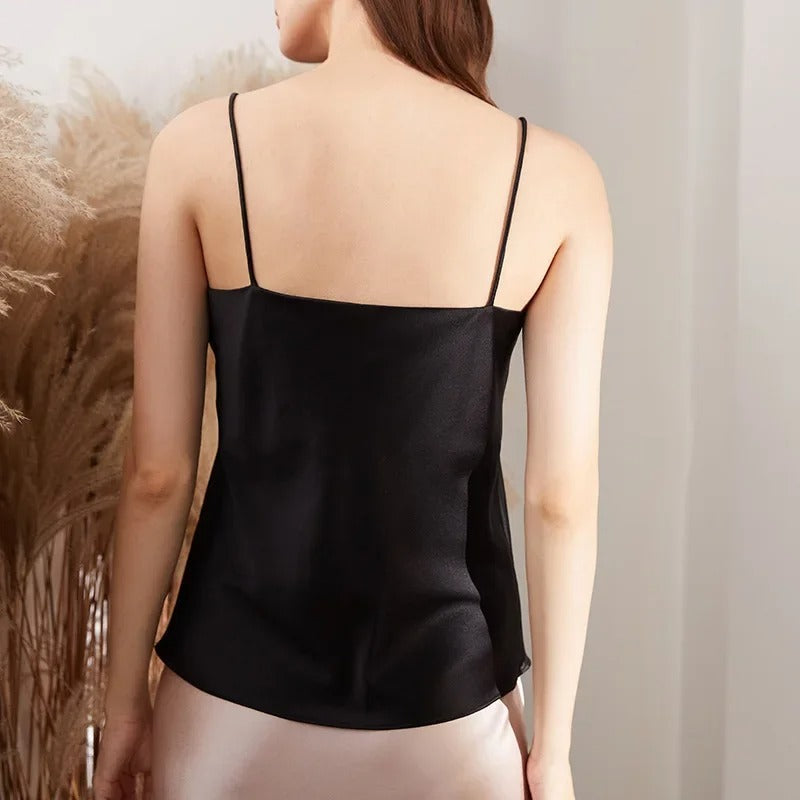 Women's Mulberry Silk Stretch Satin Sling Camisole Top