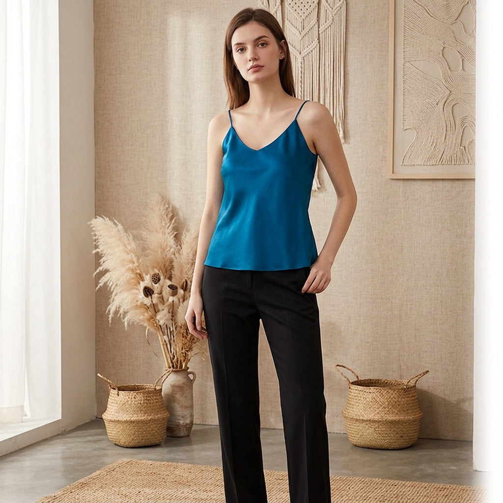 Women's Mulberry Silk Stretch Satin Sling Camisole Top
