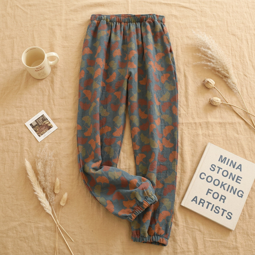 PureOnSkin Women’s 100% Cotton Crepe Gauze Floral Pajama Pants