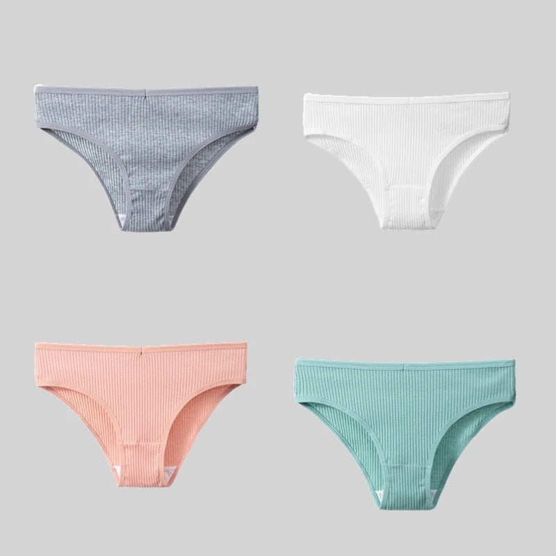 PureOnSkin 4PCS/Set Women's Cotton Striped Breathable Comfortable Briefs
