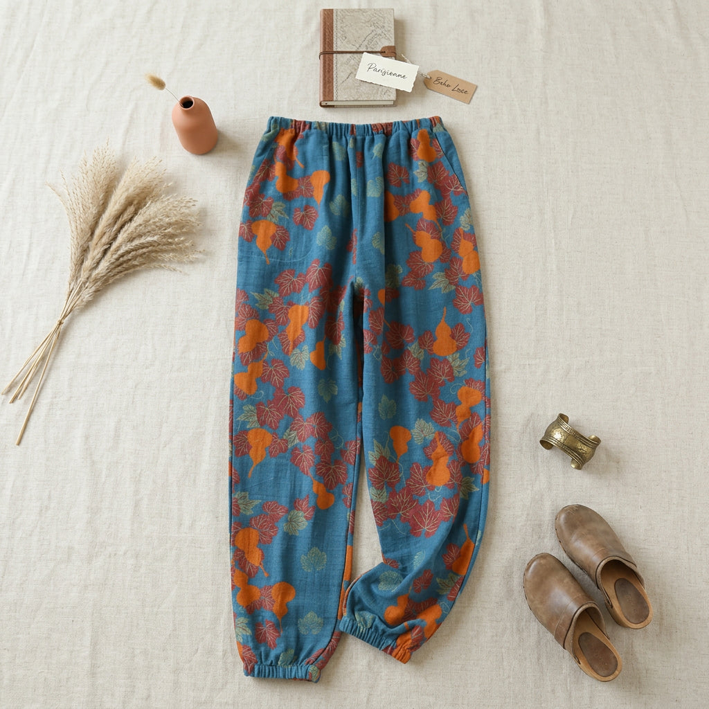 PureOnSkin Women’s 100% Cotton Crepe Gauze Floral Pajama Pants