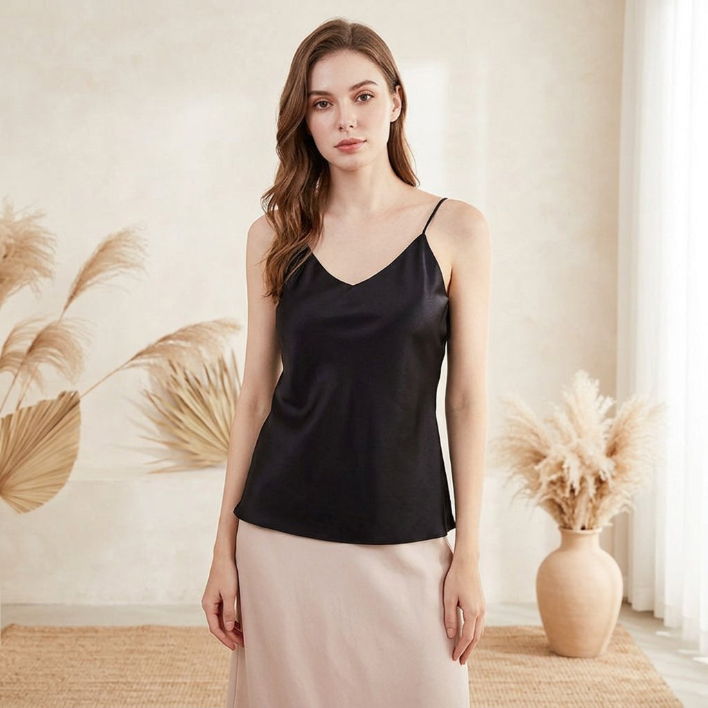 Women's Mulberry Silk Stretch Satin Sling Camisole Top