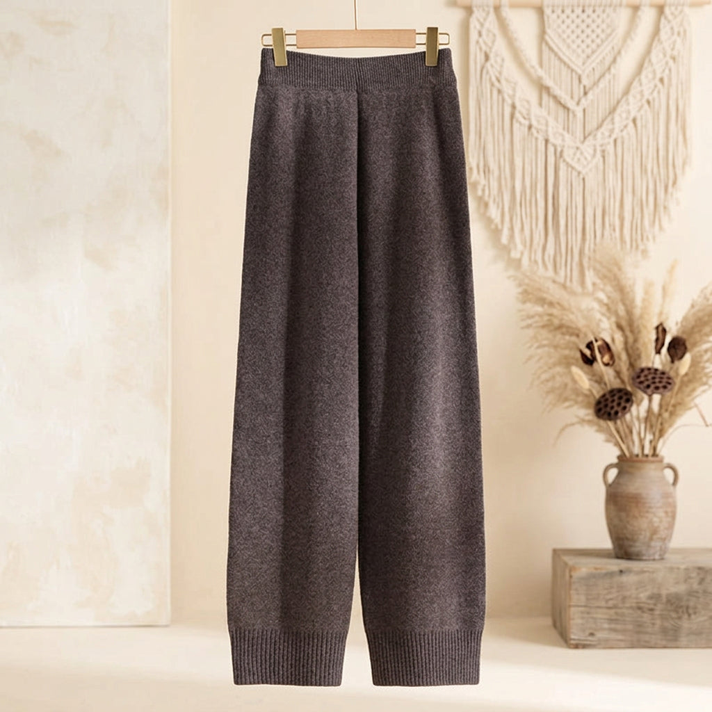Women’s 100% Australian Merino Wool High Waisted Wide Leg Knitted Pants