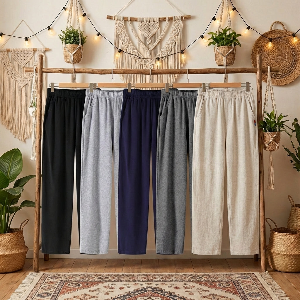 Men's Pure Cotton Loose Trousers: All-Day Breathable Comfort