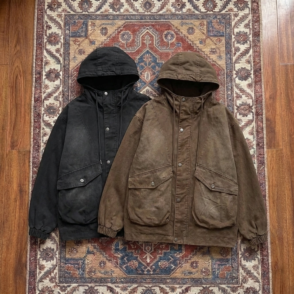 Men’s Plus Size 100% Cotton Drawstring Jacket