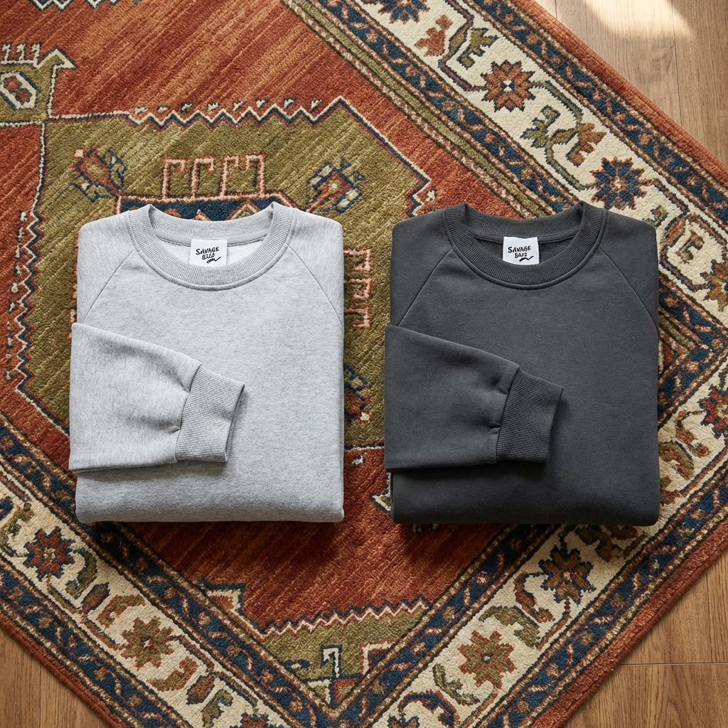 Men’s casual loose-fit sweater in 100% pure cotton, featuring a relaxed drop-shoulder design and a mid-weight ribbed knit texture.