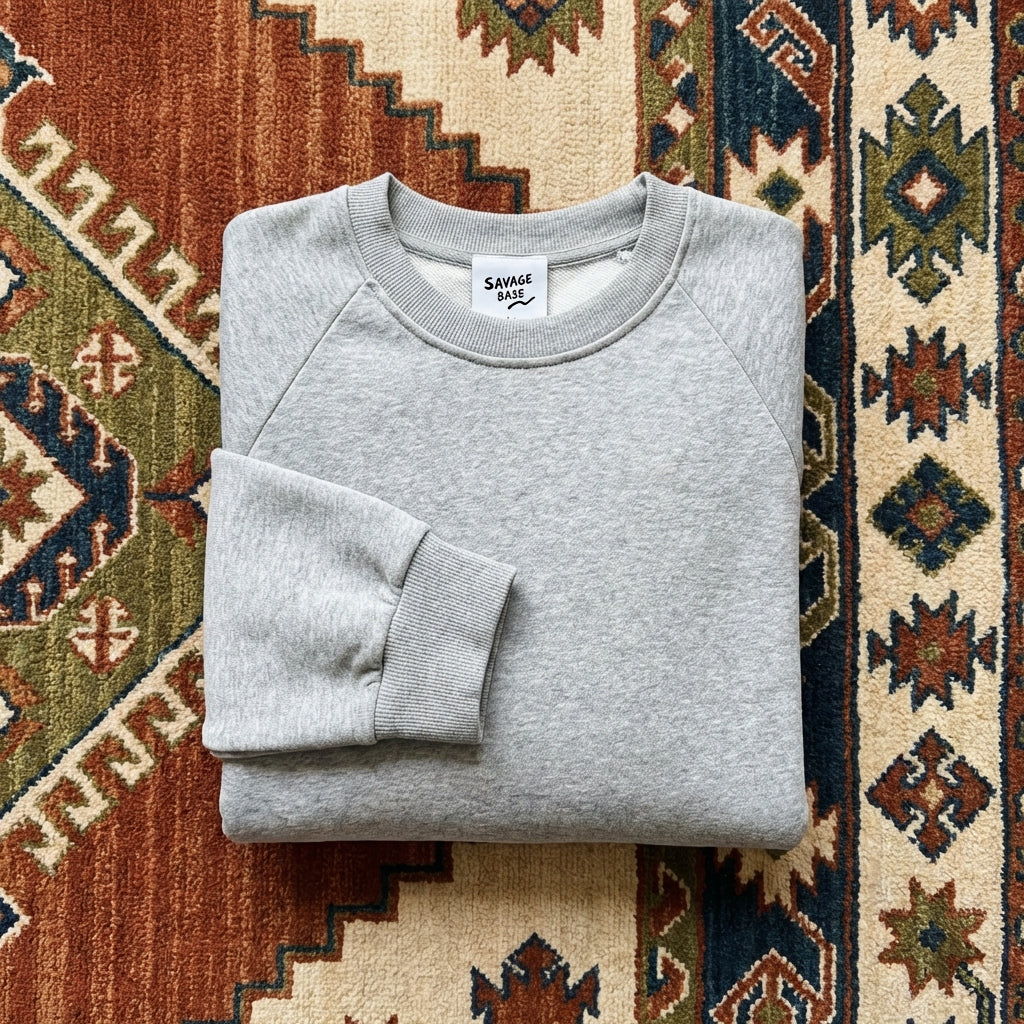 Men’s casual loose-fit sweater in 100% pure cotton, featuring a relaxed drop-shoulder design and a mid-weight ribbed knit texture.