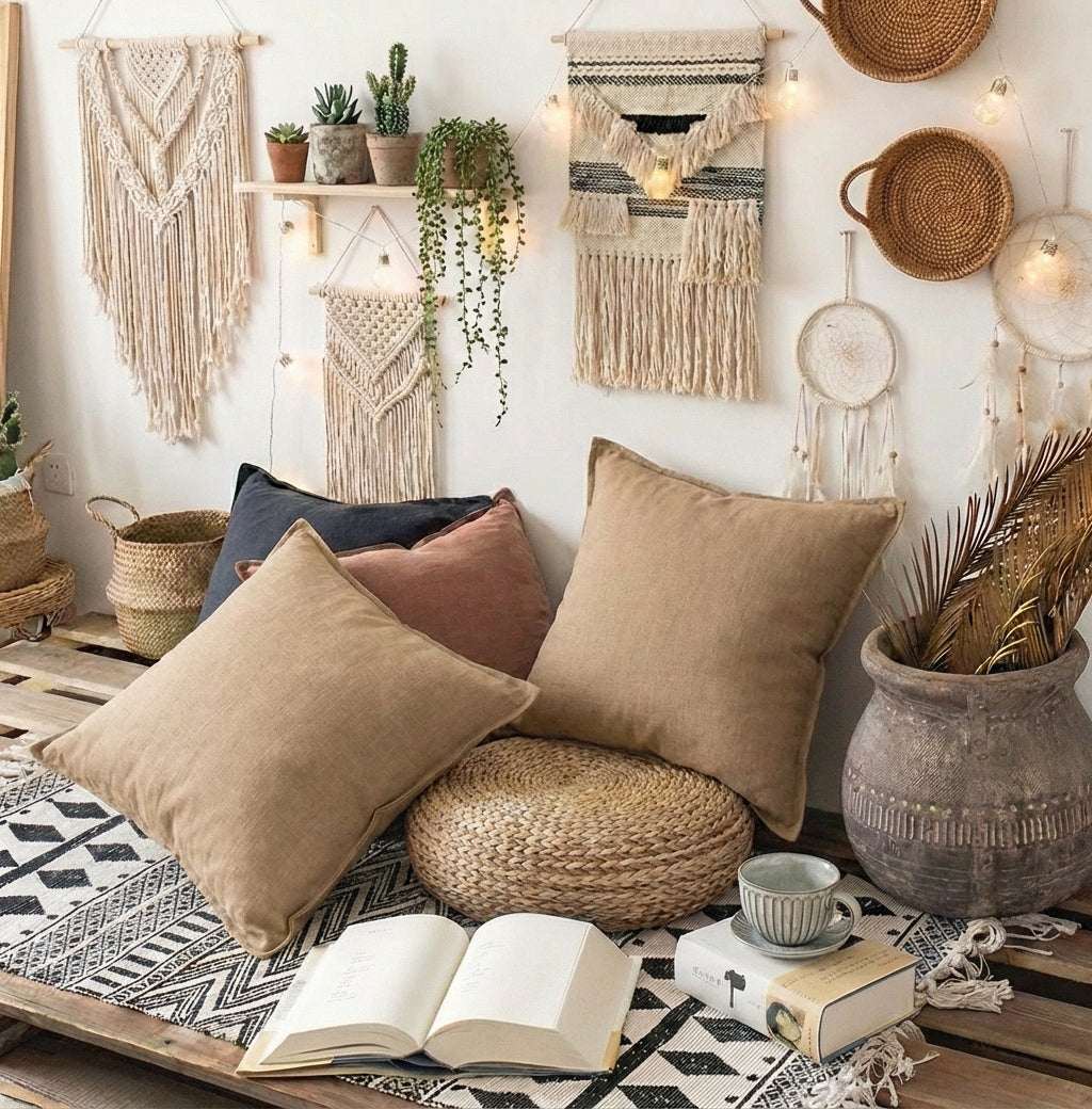 PureOnSkin Luxury Linen Cotton Pillow Case | Natural Fiber